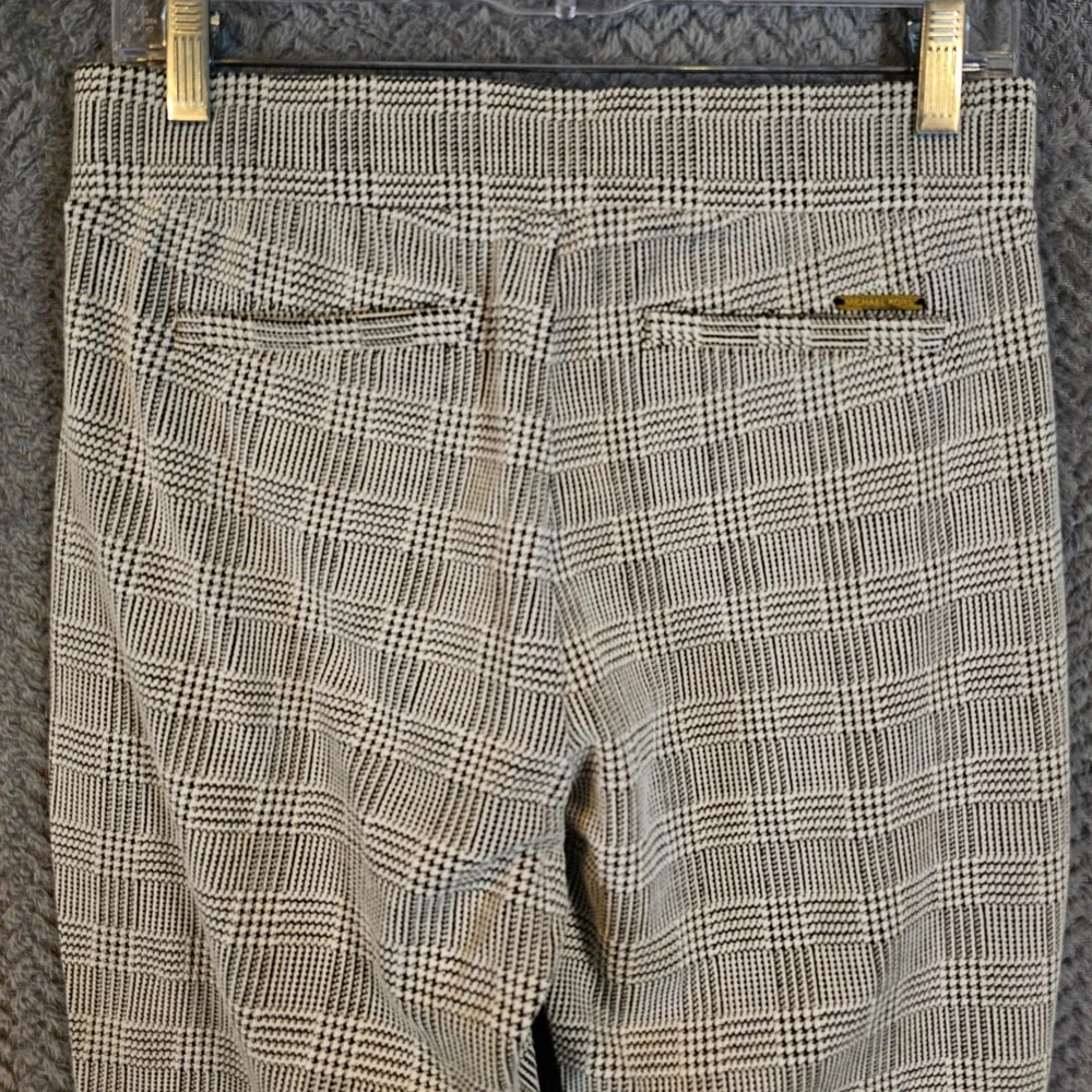 Michael Kors Womens Glen Plaid Pull On Leggings Black White‎ Gold MK Logo Medium